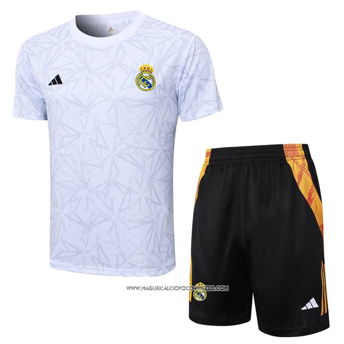 Tuta da Track Real Madrid 2024-2025 Manica Corta Bianco - Pantaloncini